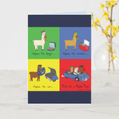 Alpaca Roadtrip - Grußkarte Karte (Gelbe Blume)