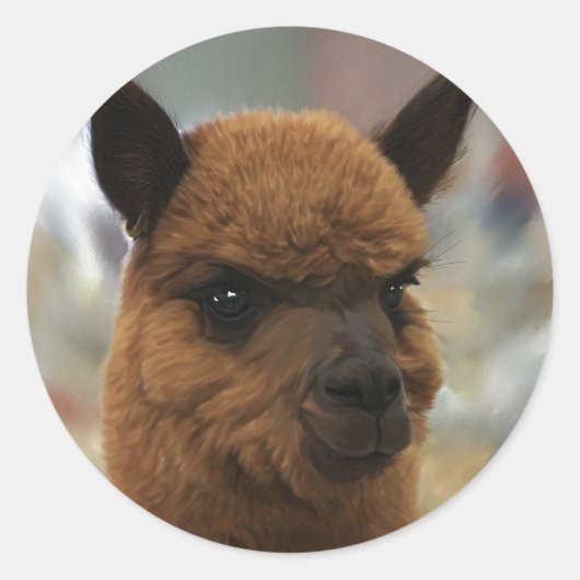 Alpaca Runder Aufkleber (Vorderseite)