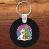 Alpaca Santa Hat Xmas Alpaca Lover Adults Boy Girl Schlüsselanhänger (Vorderseite)