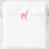 Alpaca-Silhouette (in Rosa) Runder Aufkleber (Tasche)