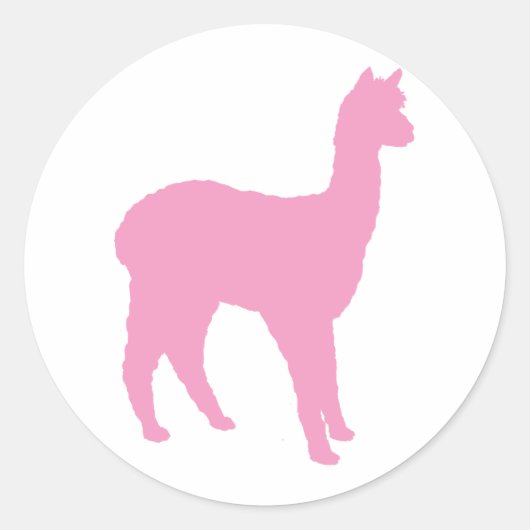 Alpaca-Silhouette (in Rosa) Runder Aufkleber (Vorderseite)