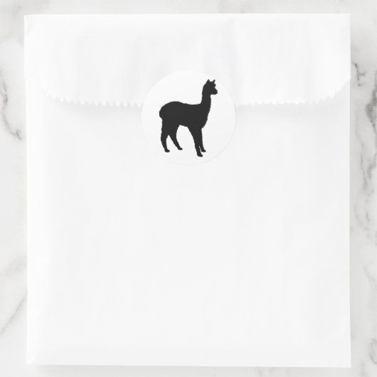 Alpaca-Silhouette Runder Aufkleber (Tasche)