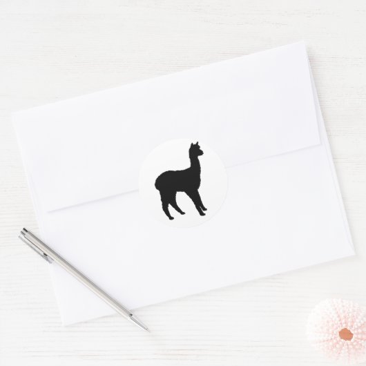 Alpaca-Silhouette Runder Aufkleber (Umschlag)