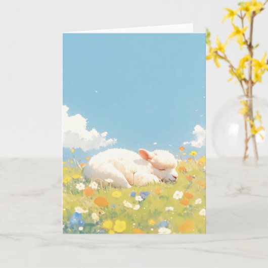 Alpaca Sleeping Meadow Karte (Gelbe Blume)