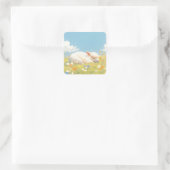 Alpaca Sleeping Meadow Quadratischer Aufkleber (Tasche)