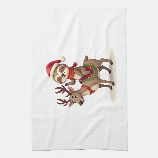 Alpaca Sloth Christmas (1) Geschirrtuch (Vertikal)