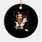 Alpaca Sloth Christmas (1) Keramik Ornament (Vorne)