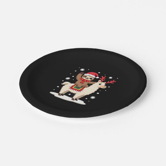 Alpaca Sloth Christmas (1) Pappteller (Schrägansicht)