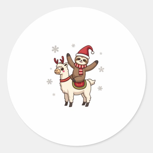 Alpaca Sloth Christmas (1) Runder Aufkleber (Vorderseite)