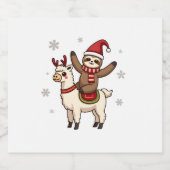 Alpaca Sloth Christmas (1) Schaumweinetikett (Einzelnes Label)