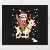 Alpaca Sloth Christmas (1) Schaumweinetikett (Einzelnes Label)