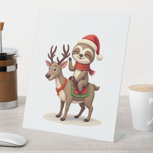 Alpaca Sloth Christmas (1) Sockelschild (In Situ)