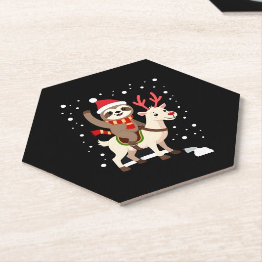 Alpaca Sloth Christmas (1) Untersetzer (angewinkelt)