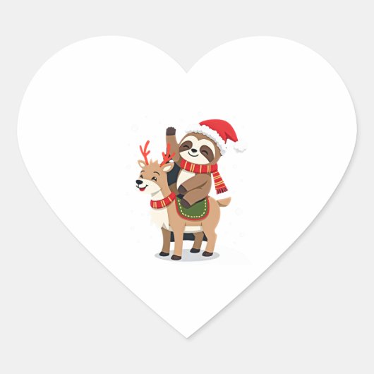 Alpaca Sloth Christmas (2) Herz-Aufkleber (Vorderseite)