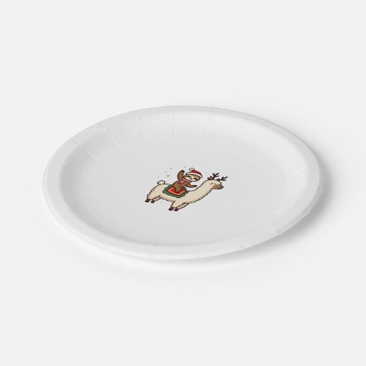 Alpaca Sloth Christmas (2) Pappteller (Schrägansicht)