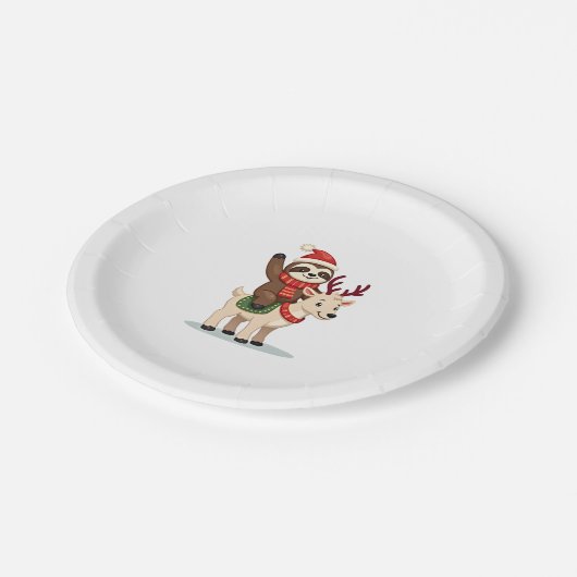 Alpaca Sloth Christmas (2) Pappteller (Schrägansicht)