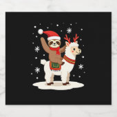 Alpaca Sloth Christmas (2) Schaumweinetikett (Einzelnes Label)