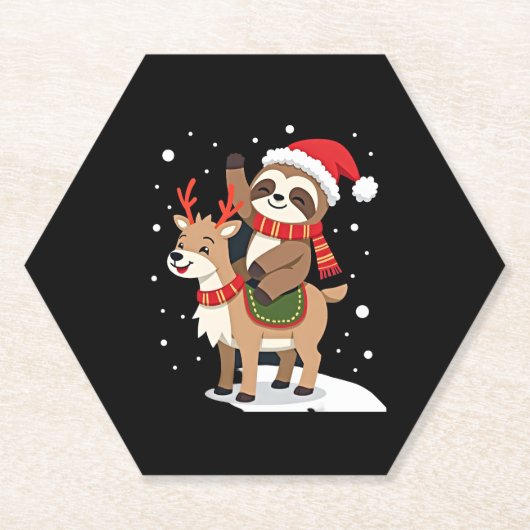 Alpaca Sloth Christmas (2) Untersetzer (Vorderseite)