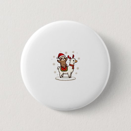 Alpaca Sloth Christmas (3) Button (Vorderseite)