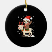 Alpaca Sloth Christmas (3) Keramik Ornament (Vorne)