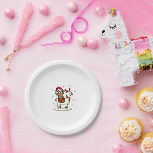 Alpaca Sloth Christmas (3) Pappteller (Party)