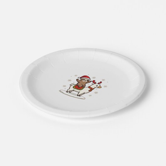 Alpaca Sloth Christmas (3) Pappteller (Schrägansicht)