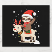 Alpaca Sloth Christmas (3) Schaumweinetikett (Einzelnes Label)