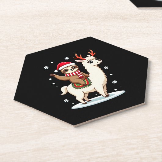 Alpaca Sloth Christmas (3) Untersetzer (angewinkelt)