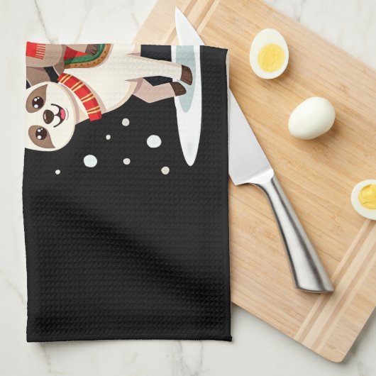 Alpaca Sloth Christmas (4) Geschirrtuch (Viertel Falte)