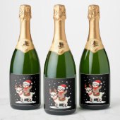 Alpaca Sloth Christmas (4) Schaumweinetikett (Flaschen)