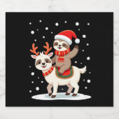 Alpaca Sloth Christmas (4) Schaumweinetikett (Einzelnes Label)