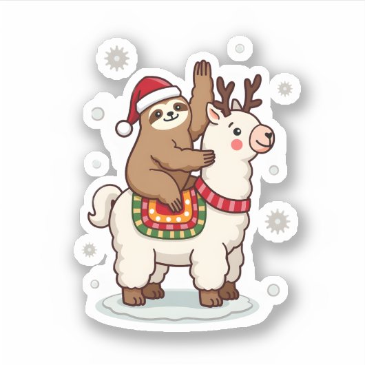 Alpaca Sloth Christmas Aufkleber (Vorderseite)