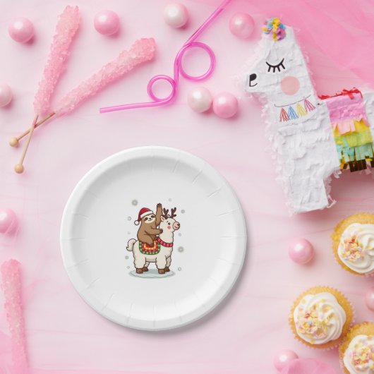 Alpaca Sloth Christmas Pappteller (Party)