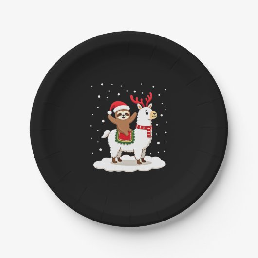 Alpaca Sloth Christmas Pappteller (Vorderseite)