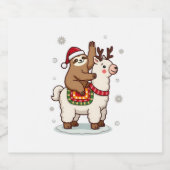 Alpaca Sloth Christmas Schaumweinetikett (Einzelnes Label)