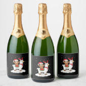Alpaca Sloth Christmas Schaumweinetikett (Flaschen)