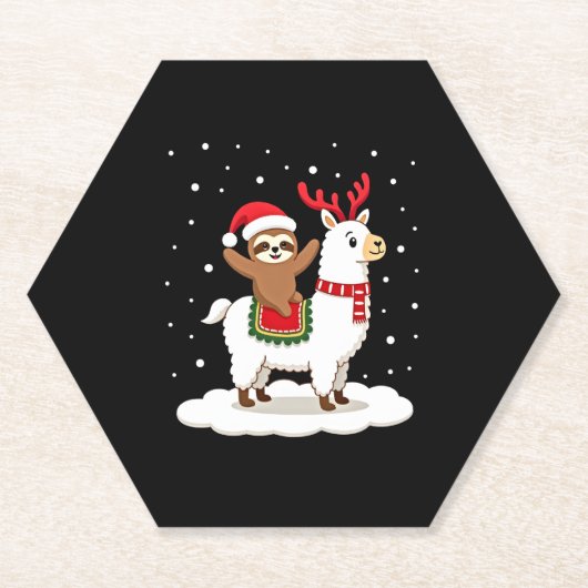 Alpaca Sloth Christmas Untersetzer (Vorderseite)