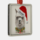 Alpaca Smiles ADD NAME Llama Christmas Tree Ornament Aus Metall (Rechts)