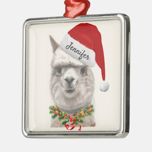 Alpaca Smiles ADD NAME Llama Christmas Tree Ornament Aus Metall (Links)