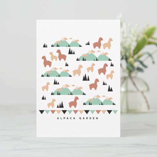 Alpaca Spring Garden T - Shirt Dankeskarte (Stehend Vorderseite)