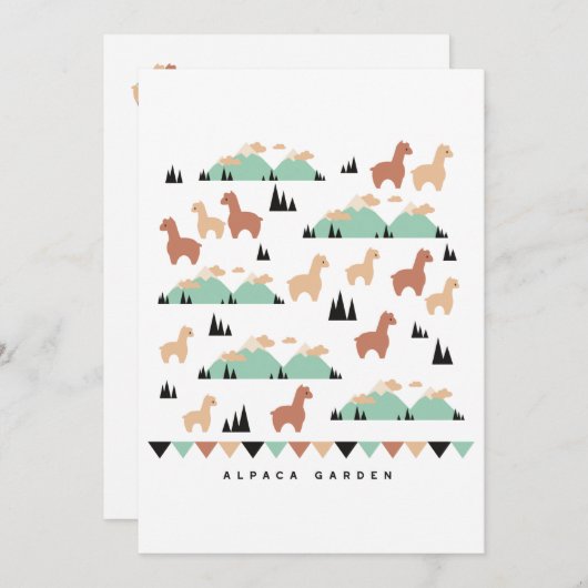 Alpaca Spring Garden T - Shirt Dankeskarte (Vorne/Hinten)