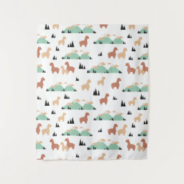 Alpaca Spring Garden Wandteppich