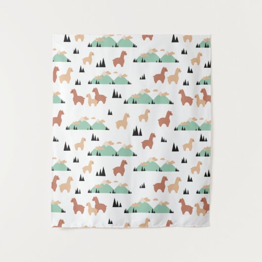 Alpaca Spring Garden Wandteppich (Vorderseite)