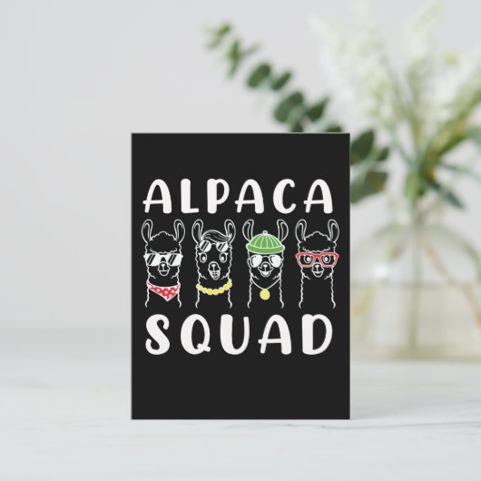Alpaca Squad Gangster Funny Alpaca Friends Postkarte (Stehend Vorderseite)