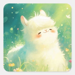 Alpaca Sunshine Escape Quadratischer Aufkleber