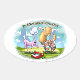 ALPACA SWEATER von Jeff Willis Art Ovaler Aufkleber