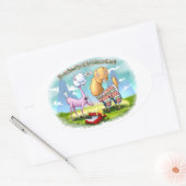 ALPACA SWEATER von Jeff Willis Art Ovaler Aufkleber (Umschlag)