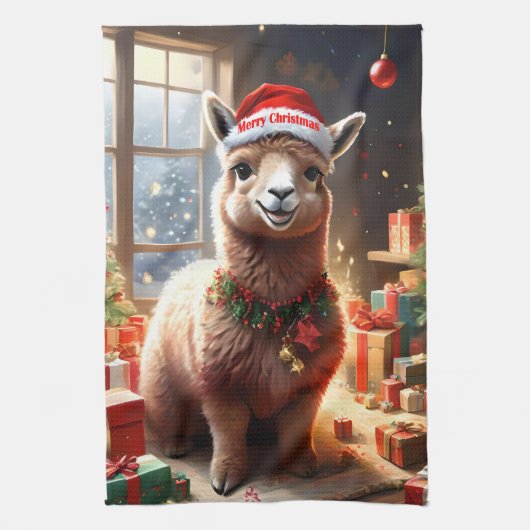 "Alpaca the Presents: A Christmas Tale" Geschirrtuch (Vertikal)