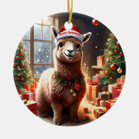 "Alpaca the Presents: A Christmas Tale" Keramik Ornament (Vorne)