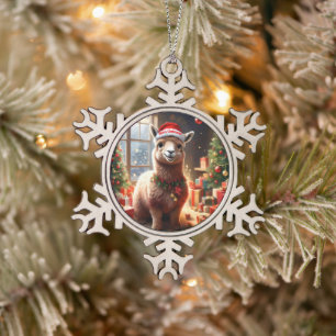 "Alpaca the Presents: A Christmas Tale" Schneeflocken Zinn-Ornament